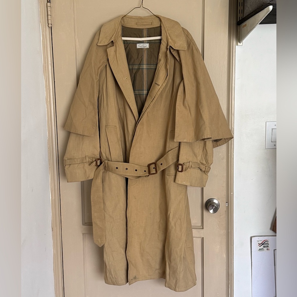 Paul Stuart Vintage 90s Men's Tan Trench Coat